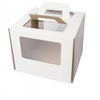 Коробка для торта с окном и ручками 24х24х20