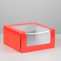 Коробка для торта 23х23х11,5 Красная