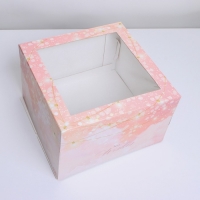 Коробка для торта 29х29х19 см Розовая