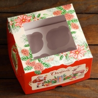Коробка на 4 капкейка "Рождество"