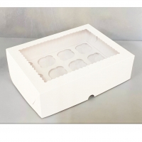 Коробка на 12 капкейков c окошком белая