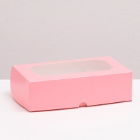 Коробка для зефира 25х15х7 см с окошком Розовая