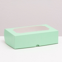 Коробка для зефира 25х15х7 см с окошком Зеленая