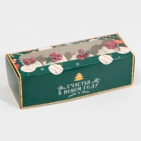 Коробка для кекса/ рулета с окошком "Новый год" 26х10х8 см