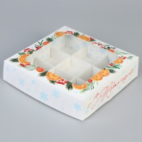 Коробка для конфет на 9 шт Новый год Ботаника