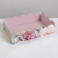 Коробочка для сладостей с прозрачной крышкой 20x30 см "Цветы"
