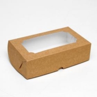Коробка для зефира 25х15х7 см с окошком КРАФТ