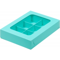 Коробка на 6 конфет с пластиковой крышкой Тиффани