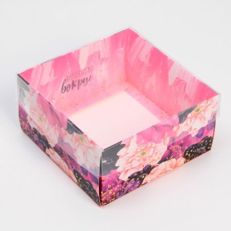 Коробочка для сладостей12x11x6 см "Цветы"