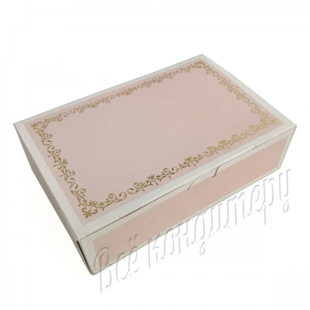 Коробочка для сладостей 18х12х4,7 см розовая с золотом