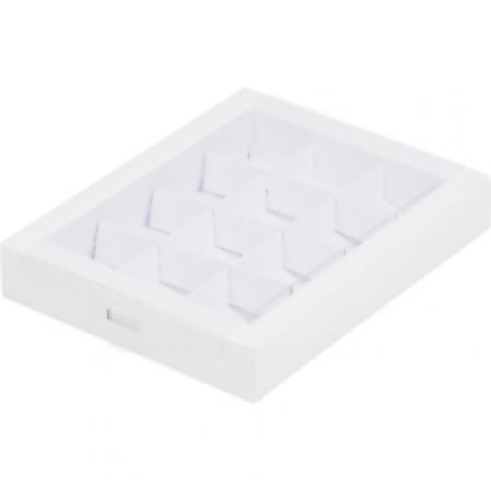 Коробка на 12 конфет с прозрачной крышкой