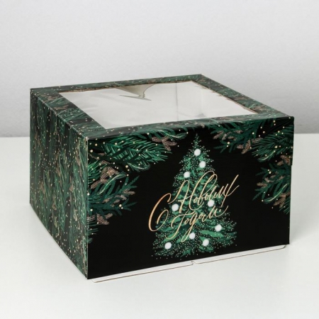 Коробка для торта 30х30х19 Новогодняя