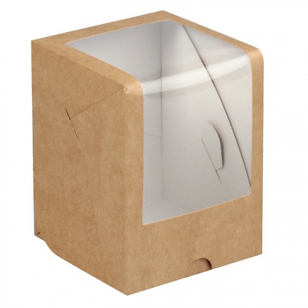 Коробка на 1 капкейк крафт с окном