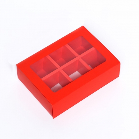 Коробка на 6 конфет КРАСНАЯ
