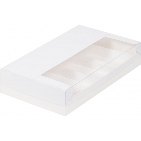 Коробка для 5 эклеров/эскимо Белая с пластиковой крышкой 25х15х5 см