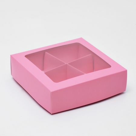 Коробка для конфет на 4 шт розовая